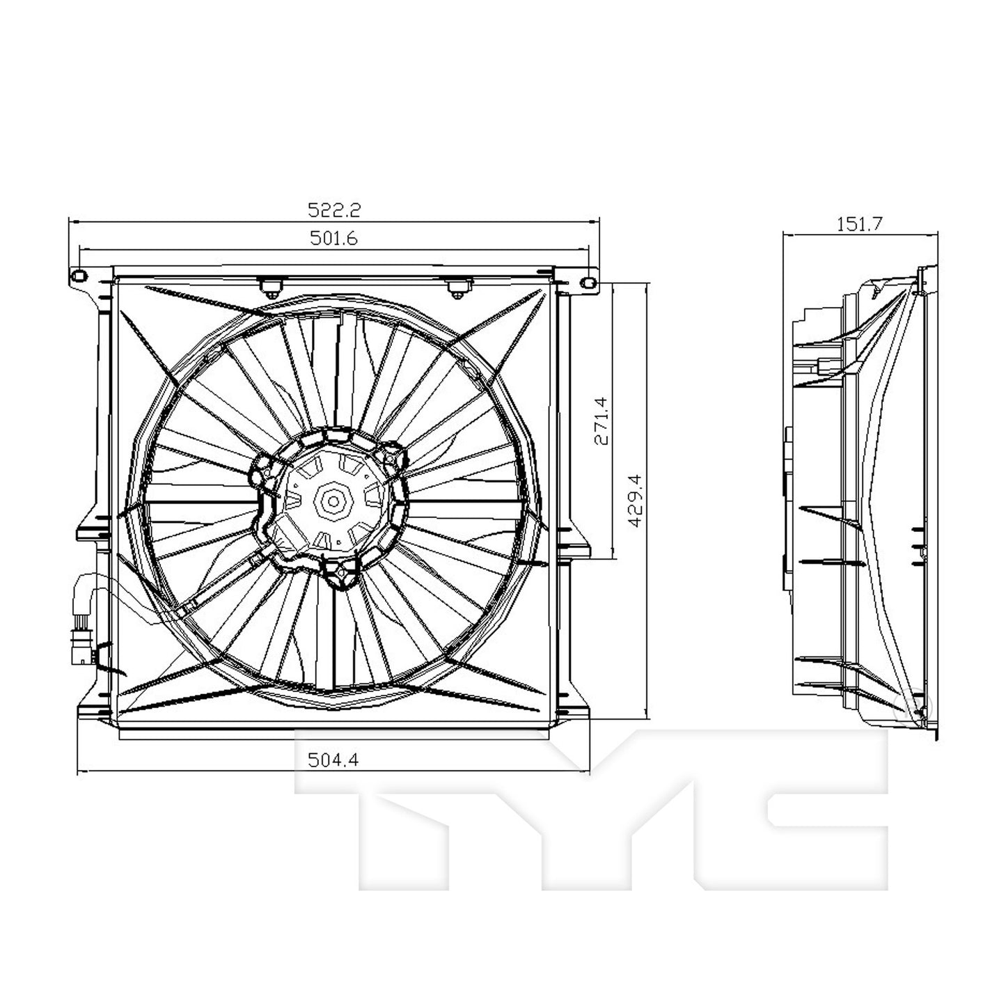 TYC A/C Condenser Fan Assembly 611440