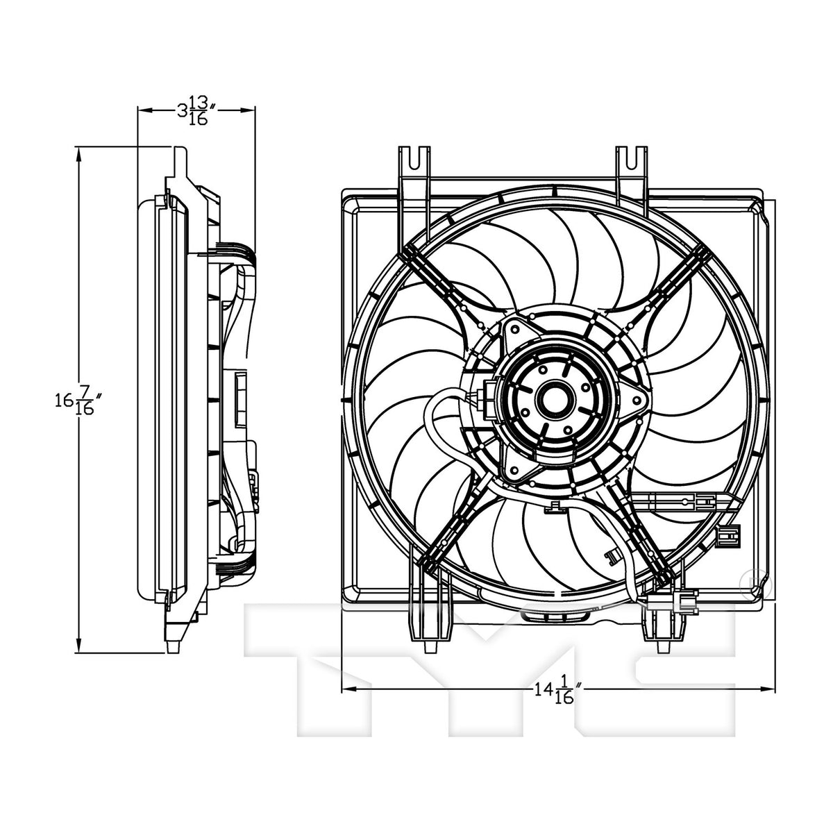 TYC A/C Condenser Fan Assembly 611460