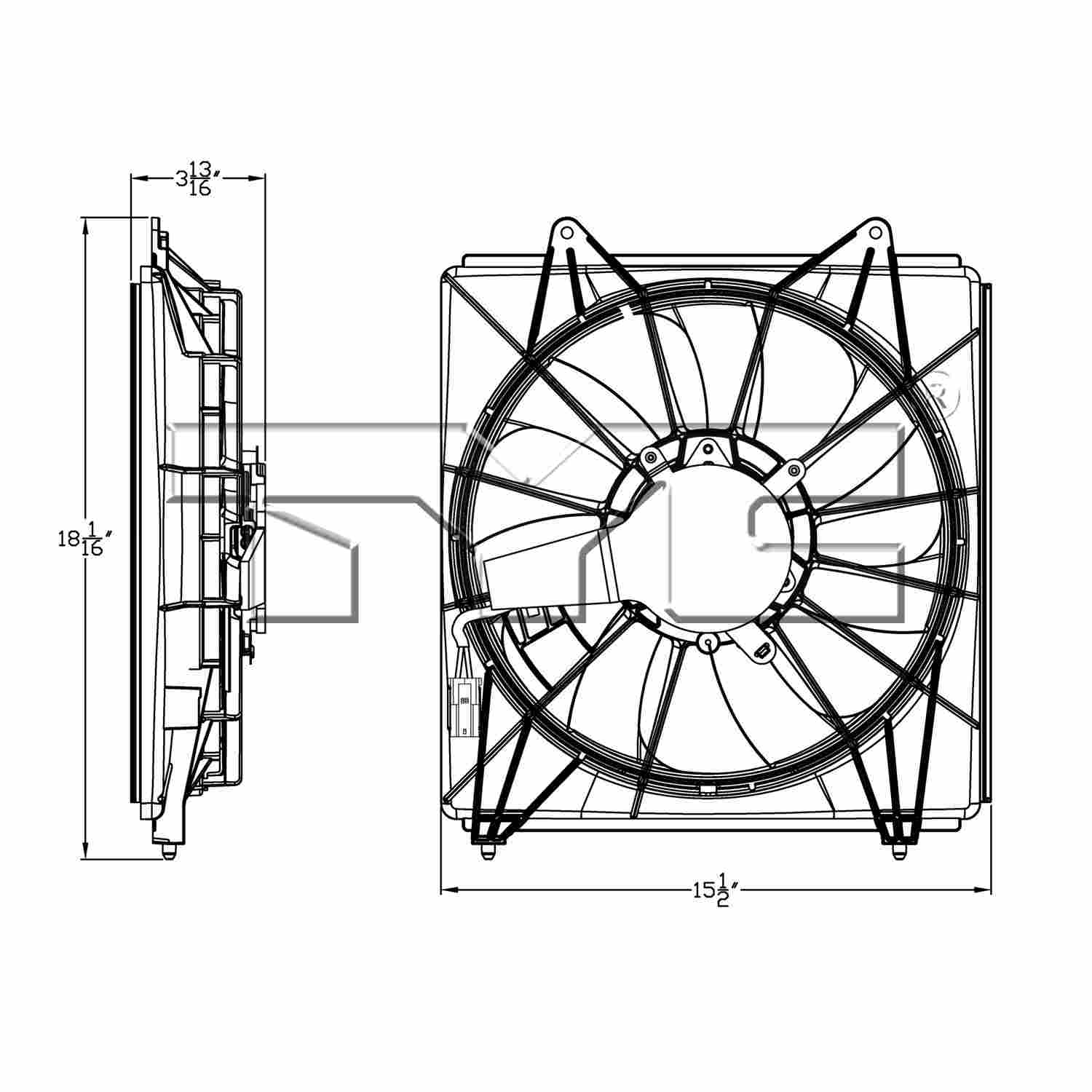 TYC A/C Condenser Fan Assembly 611500