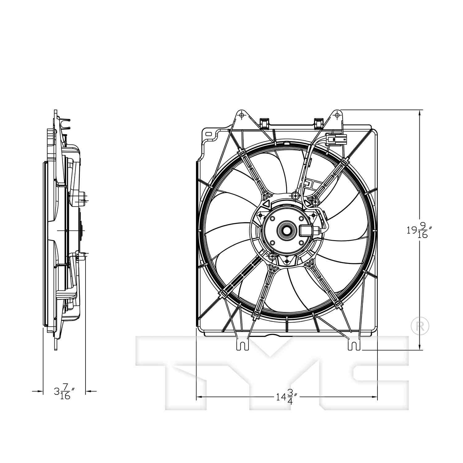 TYC A/C Condenser Fan Assembly 611550
