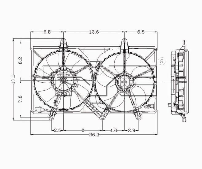 TYC Dual Radiator and Condenser Fan Assembly 620010