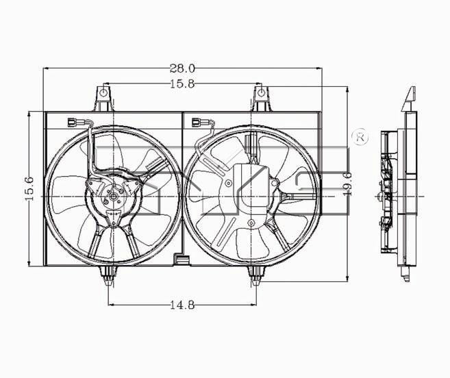 TYC Dual Radiator and Condenser Fan Assembly