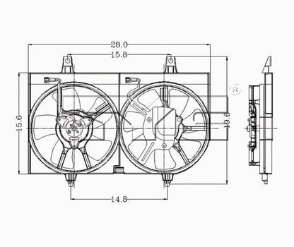 TYC Dual Radiator and Condenser Fan Assembly
