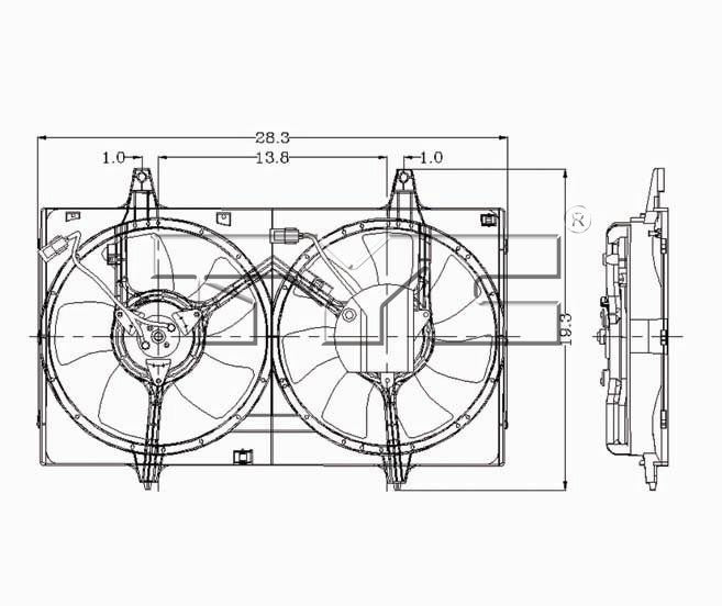 TYC Dual Radiator and Condenser Fan Assembly 620050