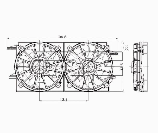 TYC Dual Radiator and Condenser Fan Assembly 620090