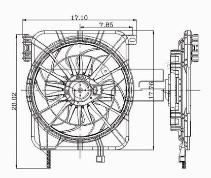 TYC Dual Radiator and Condenser Fan Assembly 620100