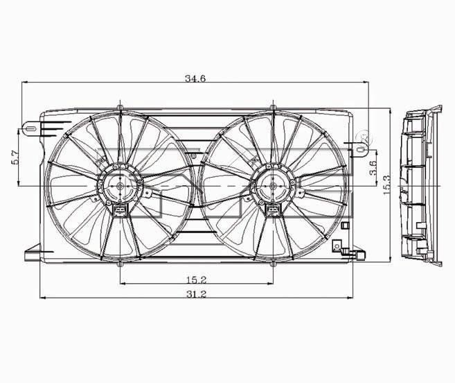 TYC Dual Radiator and Condenser Fan Assembly 620320