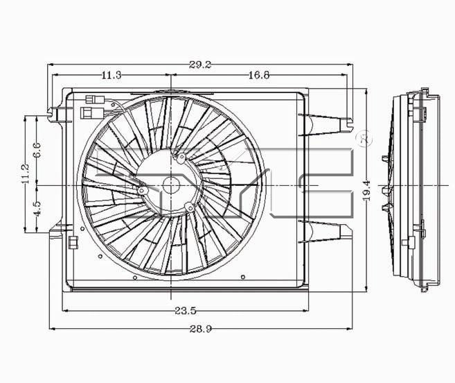 TYC Dual Radiator and Condenser Fan Assembly 620330