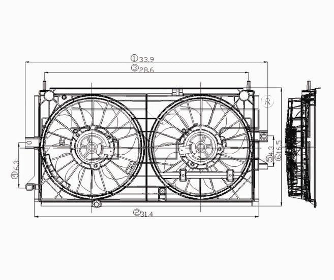 TYC Dual Radiator and Condenser Fan Assembly 620380
