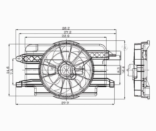 TYC Dual Radiator and Condenser Fan Assembly 620390