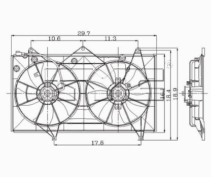 TYC Dual Radiator and Condenser Fan Assembly