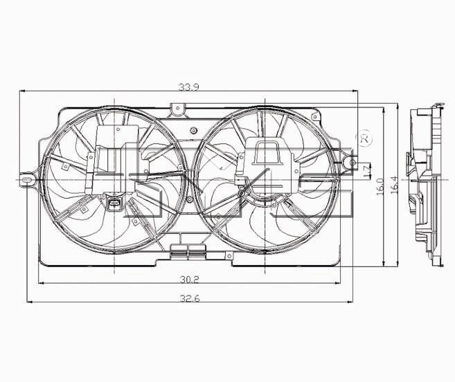 TYC Dual Radiator and Condenser Fan Assembly 620410