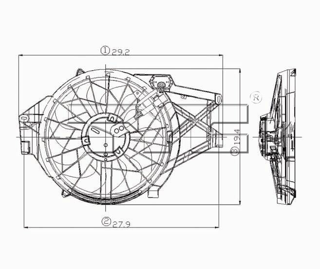 TYC Dual Radiator and Condenser Fan Assembly 620650