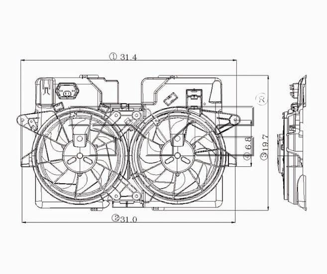 TYC Dual Radiator and Condenser Fan Assembly 620660