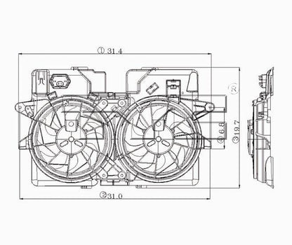 TYC Dual Radiator and Condenser Fan Assembly 620660