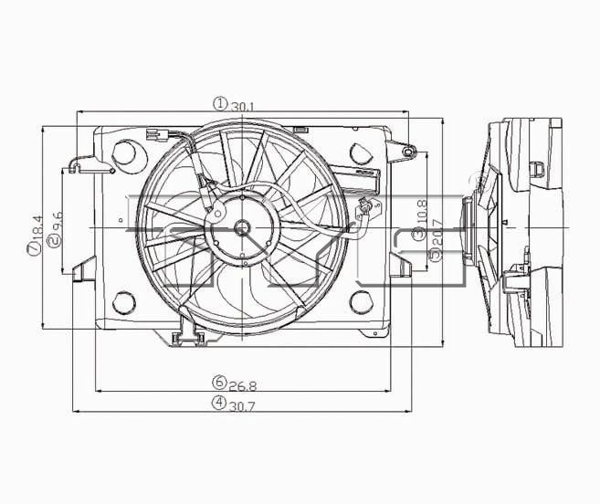 TYC Dual Radiator and Condenser Fan Assembly 620680