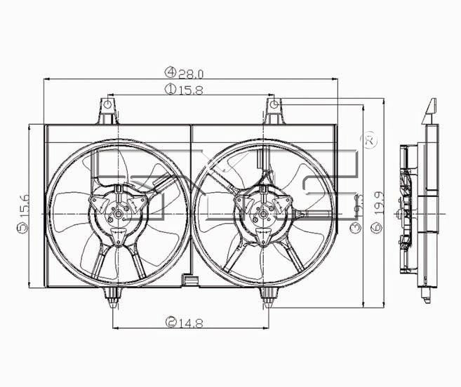 TYC Dual Radiator and Condenser Fan Assembly