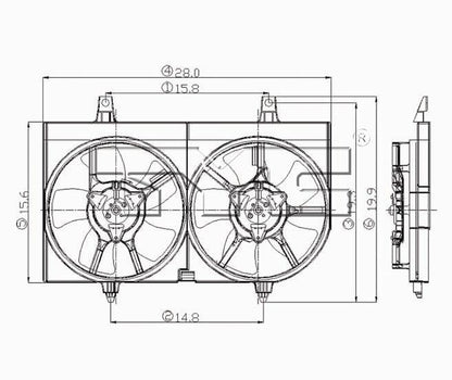 TYC Dual Radiator and Condenser Fan Assembly