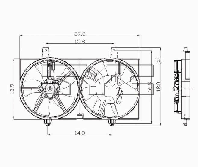 TYC Dual Radiator and Condenser Fan Assembly