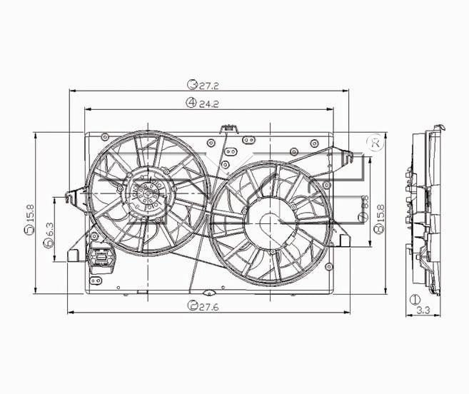 TYC Dual Radiator and Condenser Fan Assembly 620750