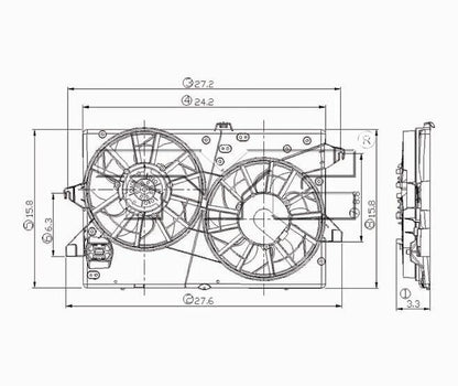 TYC Dual Radiator and Condenser Fan Assembly 620750