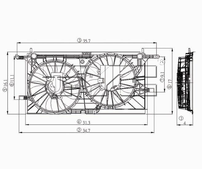 TYC Dual Radiator and Condenser Fan Assembly 620770 image 3