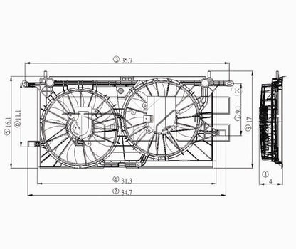 TYC Dual Radiator and Condenser Fan Assembly 620770 image 3