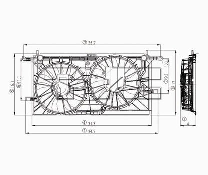 TYC Dual Radiator and Condenser Fan Assembly 620780