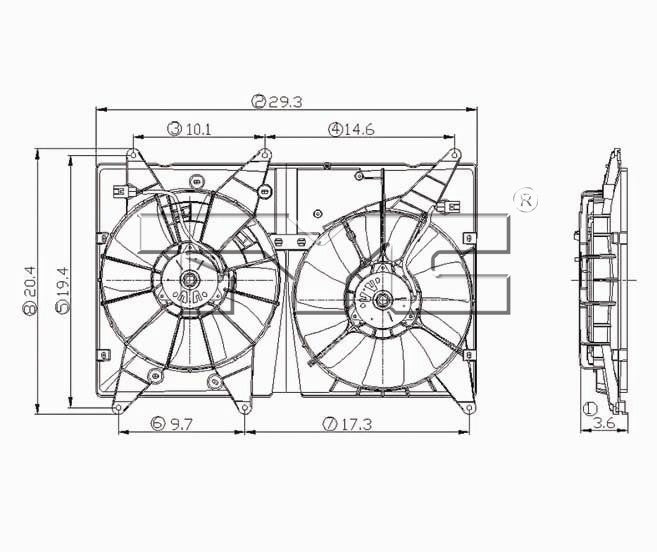 TYC Dual Radiator and Condenser Fan Assembly 620810
