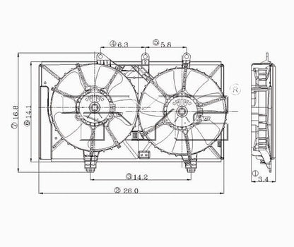 TYC Dual Radiator and Condenser Fan Assembly 620820