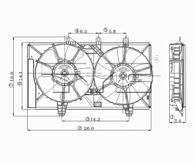 TYC Dual Radiator and Condenser Fan Assembly 620830