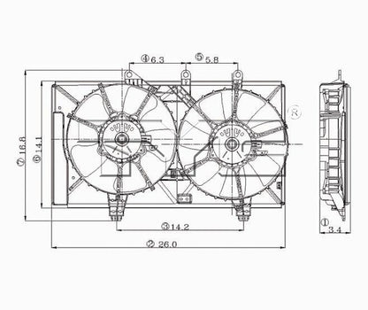 TYC Dual Radiator and Condenser Fan Assembly 620830