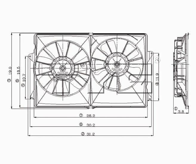 TYC Dual Radiator and Condenser Fan Assembly 620840