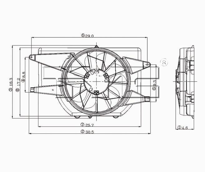 TYC Dual Radiator and Condenser Fan Assembly 620850