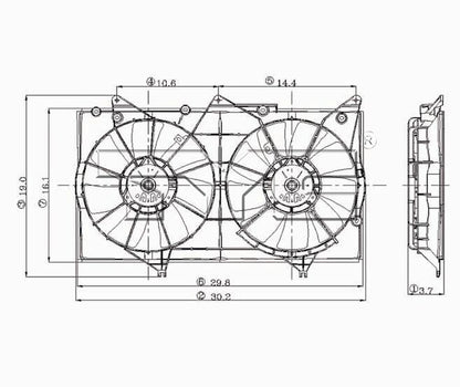 TYC Dual Radiator and Condenser Fan Assembly