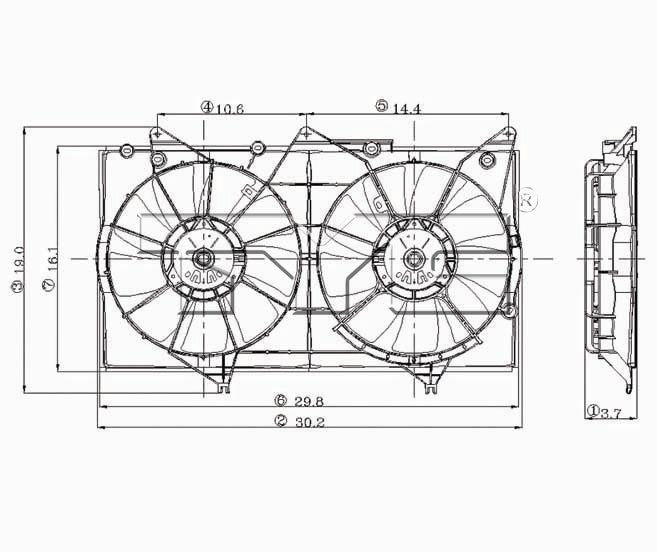 TYC Dual Radiator and Condenser Fan Assembly 620870