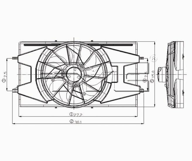TYC Dual Radiator and Condenser Fan Assembly 620900