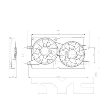 TYC Dual Radiator and Condenser Fan Assembly 620910