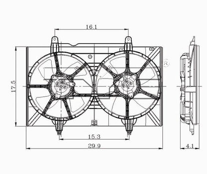 TYC Dual Radiator and Condenser Fan Assembly