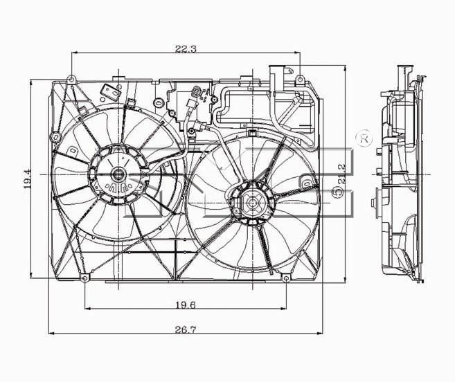 TYC Dual Radiator and Condenser Fan Assembly 620960