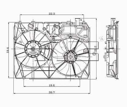TYC Dual Radiator and Condenser Fan Assembly 620960