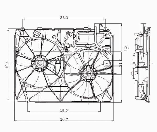 TYC Dual Radiator and Condenser Fan Assembly 620970