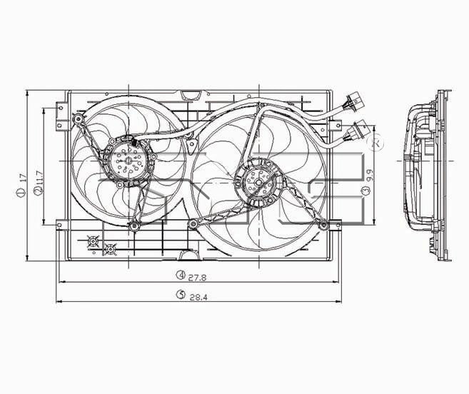 TYC Dual Radiator and Condenser Fan Assembly 620990