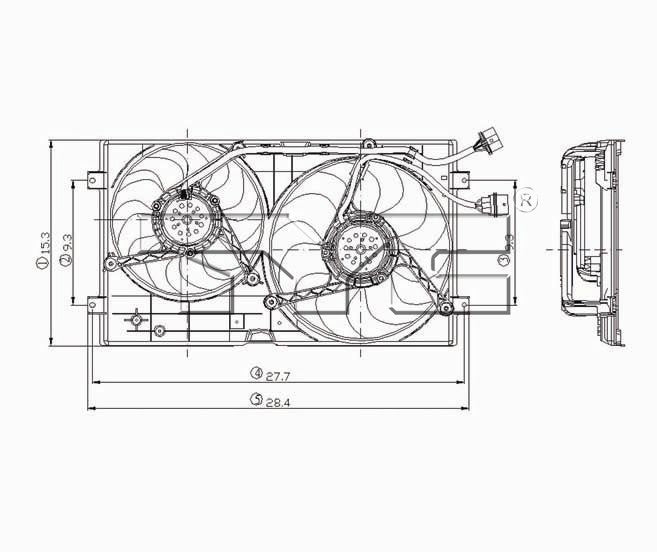 TYC Dual Radiator and Condenser Fan Assembly 621000