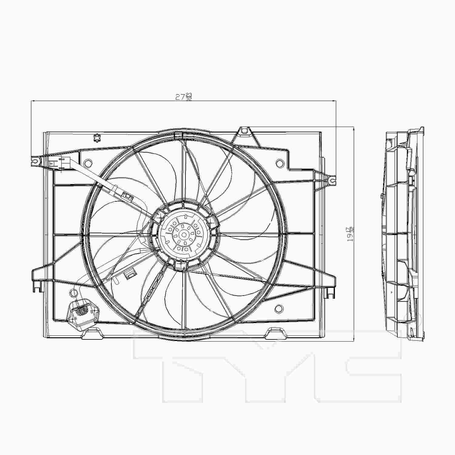 TYC Dual Radiator and Condenser Fan Assembly 621030