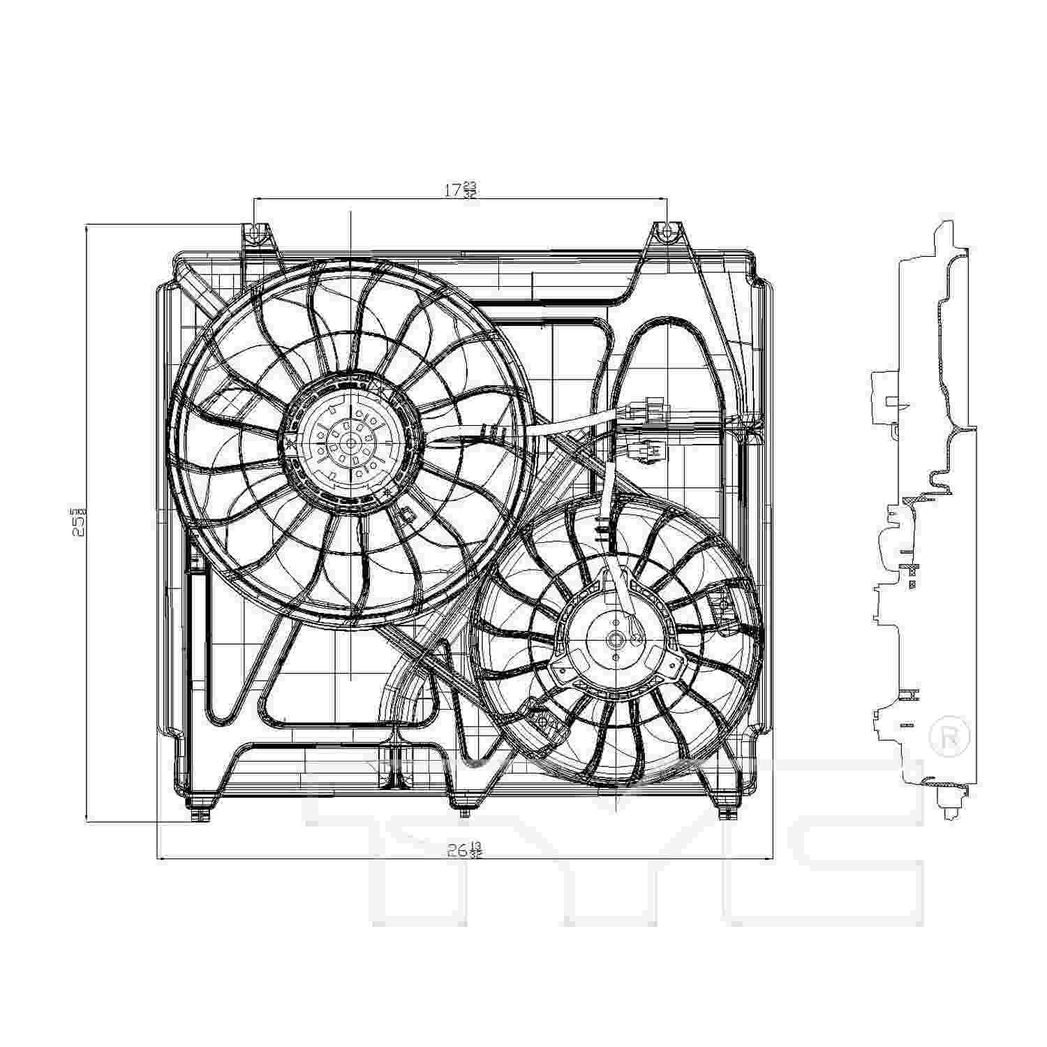 TYC Dual Radiator and Condenser Fan Assembly 621040