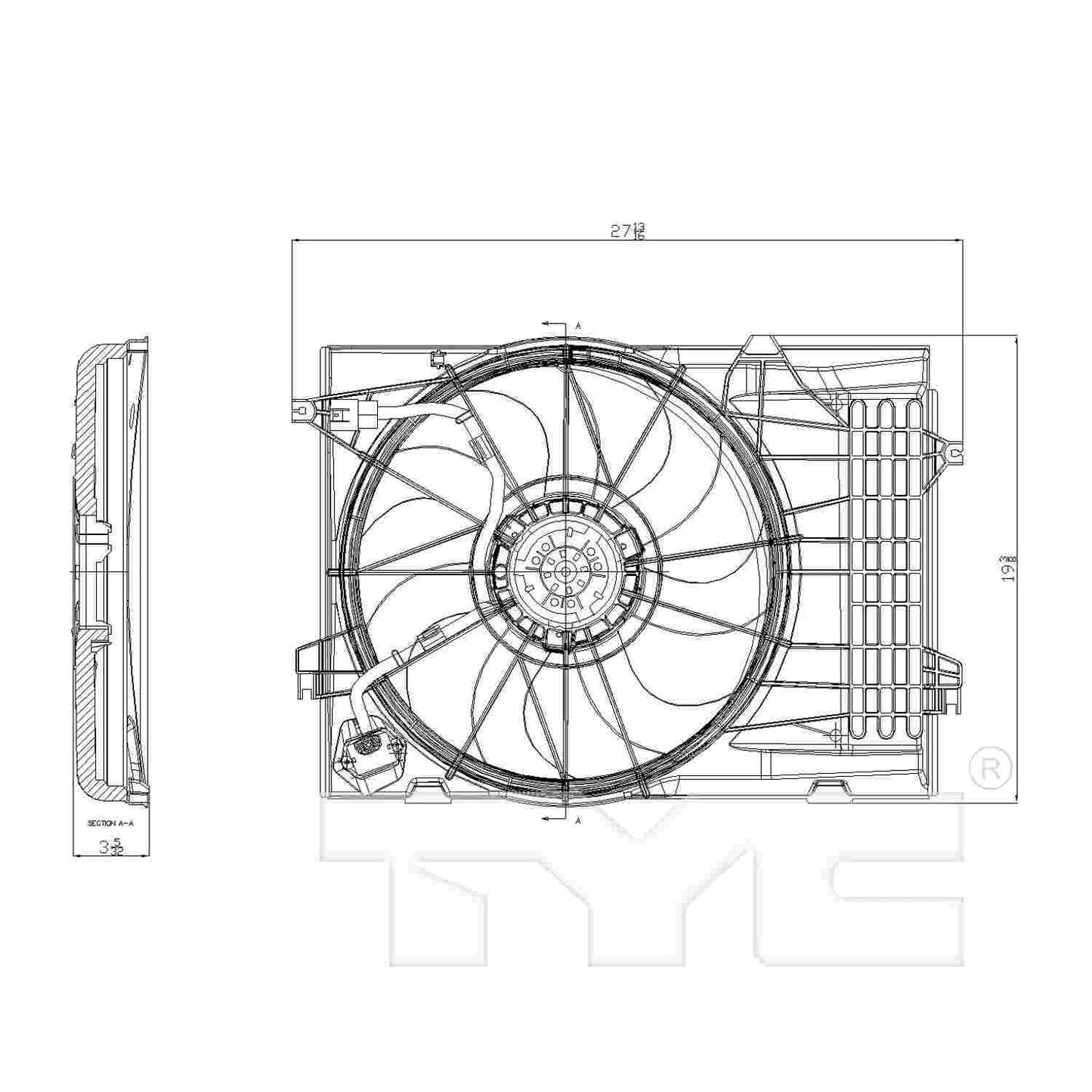 TYC Dual Radiator and Condenser Fan Assembly 621050