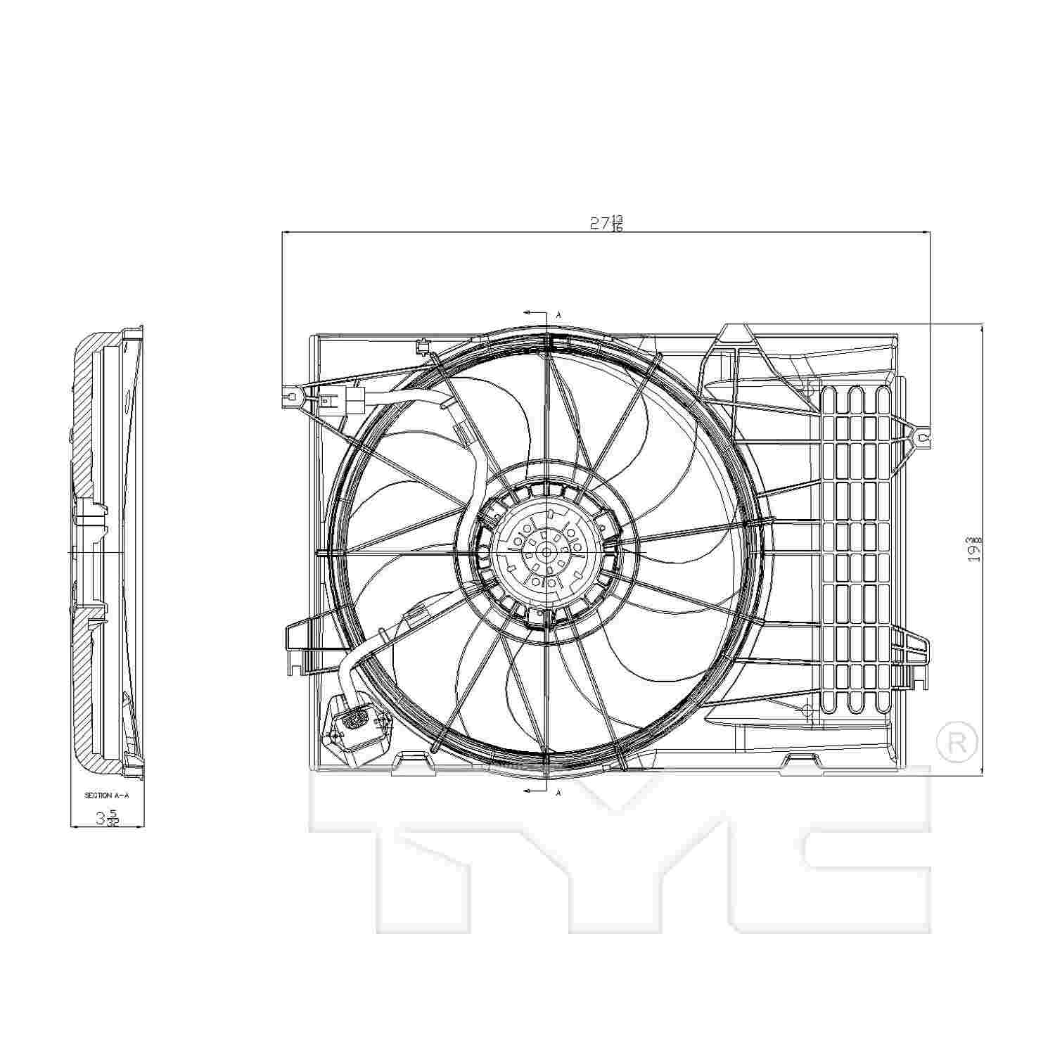 TYC Dual Radiator and Condenser Fan Assembly 621050