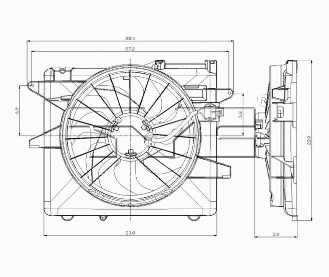 TYC Dual Radiator and Condenser Fan Assembly 621070