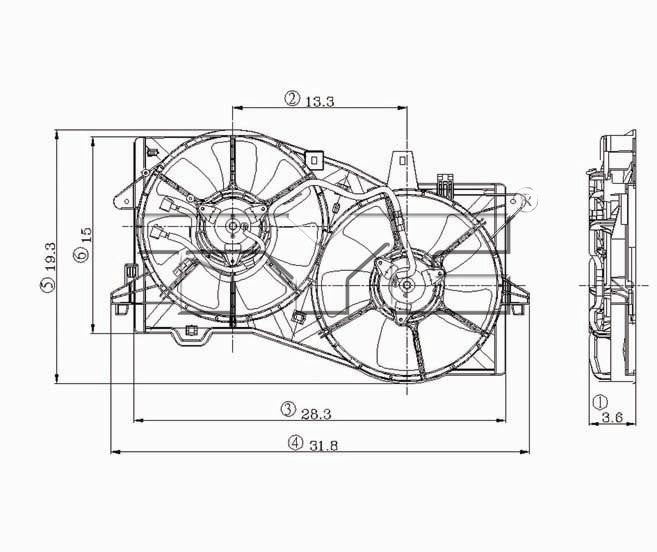 TYC Dual Radiator and Condenser Fan Assembly 621090